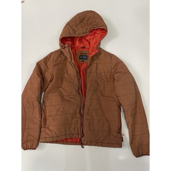 Billabong Adventure Division A/Div Women's M Peach Puffer Jacket Hooded Surf - Picture 2 of 6